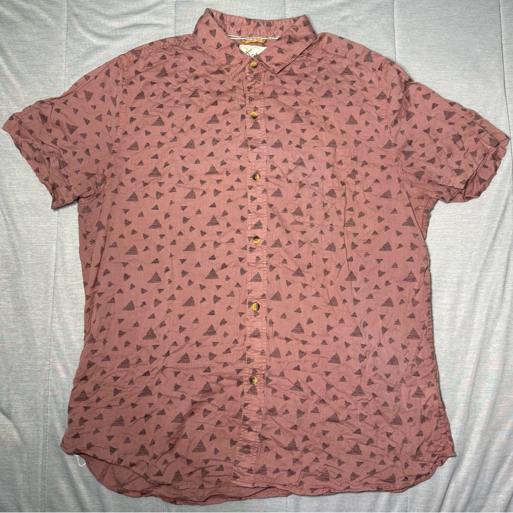 Koto Hawaiian Shirt Mens Large Button Up Short Sleeve triangle pattern